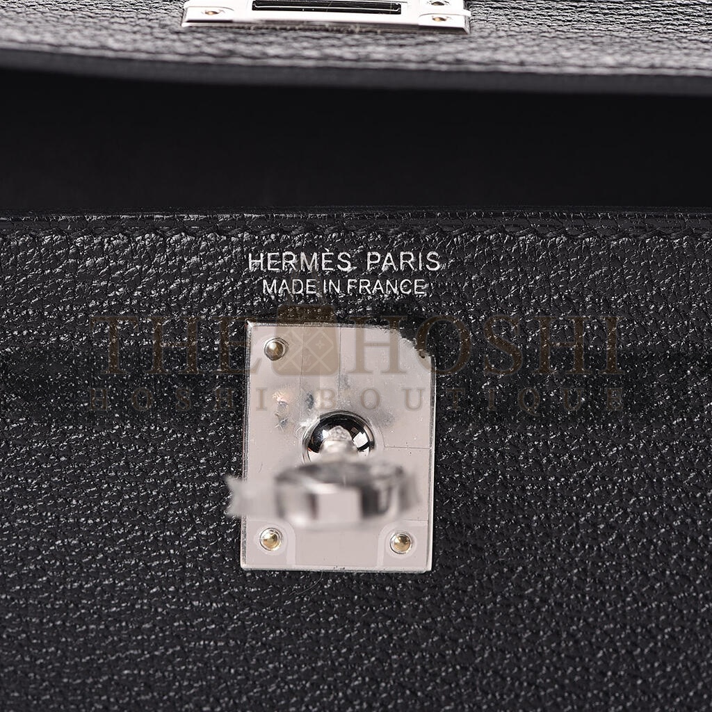 H**me5 CHEVRE MYSORE MINI KELLY II SELLIER 20 BLACK (19*12*5.5cm) Master Quality